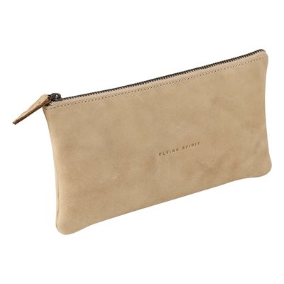 FLYING SPIRIT TROUSSES CUIR VIEILLI BEIGE PLATE 22x11cm. FLYING SPIRIT TROUSSES CUIR VIEILLI BEIGE PLATE 22x11cm.