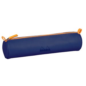 Rhodiarama trousse ronde BLEU NUIT simili cuir italien 5x