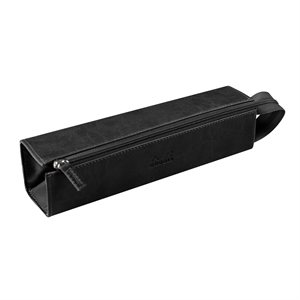 Rhodiarama trousse plumier NOIR simili cuir italien 23x5x5cm