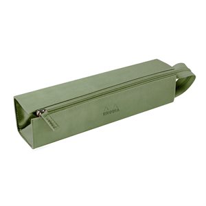 Rhodiarama trousse plumier CÉLADON simili cuir italien 23x5x