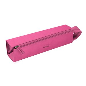 Rhodiarama trousse plumier FUCHSIA simili cuir italien 23x5x