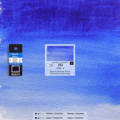 Aquarelle Bleu d'Outremer Foncé - 1 / 2 godet Aquarelle Bleu d'Outremer Foncé - 1 / 2 godet