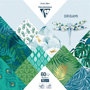 ORIGAMI, pochette de 60 feuilles 15x15cm 70g, Végétal c
