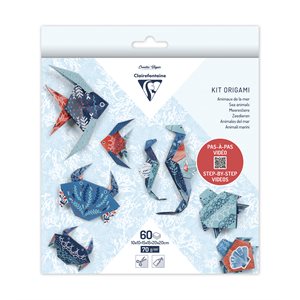 KIT ORIGAMI 60F 10x10cm - 15x15cm - 20x20cm -FAUNE MARINE