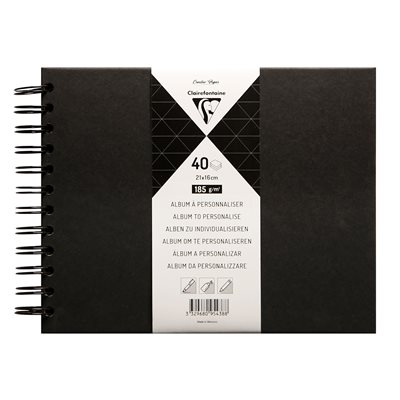 Album Couverture rigide noire 21x16cm 40 feuilles 185g Album Couverture rigide noire 21x16cm 40 feuilles 185g