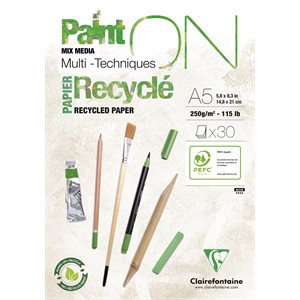 Bloc PaintON Recyclé A5 30 Feuilles Blanc 250g