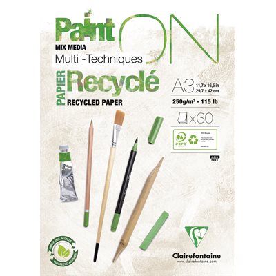 Bloc PaintON Recyclé A4 30 Feuilles Blanc 250g Bloc PaintON Recyclé A4 30 Feuilles Blanc 250g