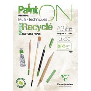 Bloc PaintON Recyclé A4 30 Feuilles Blanc 250g