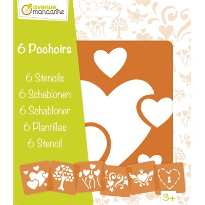 6 Pochoirs assortis Coeurs 6 Pochoirs assortis Coeurs