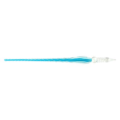 Plume de verre torsadée Bleu azur 18 cm Plume de verre torsadée Bleu azur 18 cm